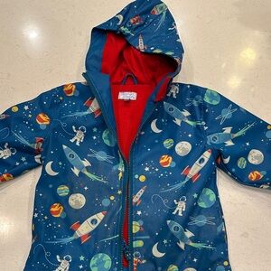 Kids Space-Themed Blue Raincoat